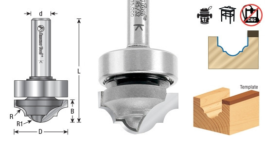 Amana Tool MRR1204 Fräser – Ogee-Form, 1/2 Zoll Durchmesser, 1/4 Zoll Schaft, Beschichtet Mit Hartmetall