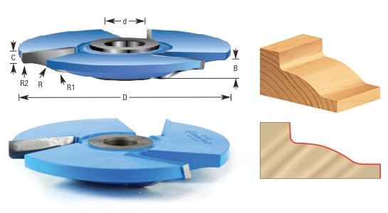 Amana Tool SC404 Fräser – 3-Flügel Profilfräser Für Leisten, 17° Neigung, Ø 4-15/16 Zoll, Für 3/4" Material