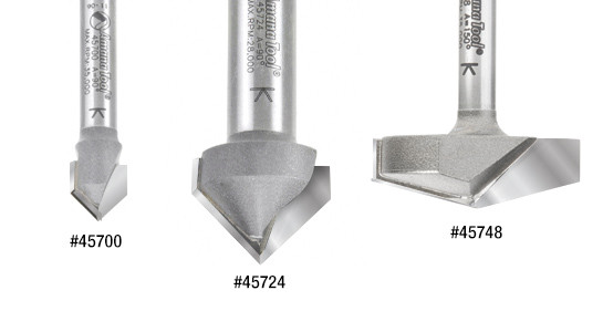 V Groove Router Bit 90 Deg - Amana Tool 45708, 1/2