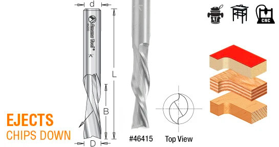 One peace 62〜69,71〜98 Down-Cut Spiral Router Bit Amana Tool 46415 - 1/4