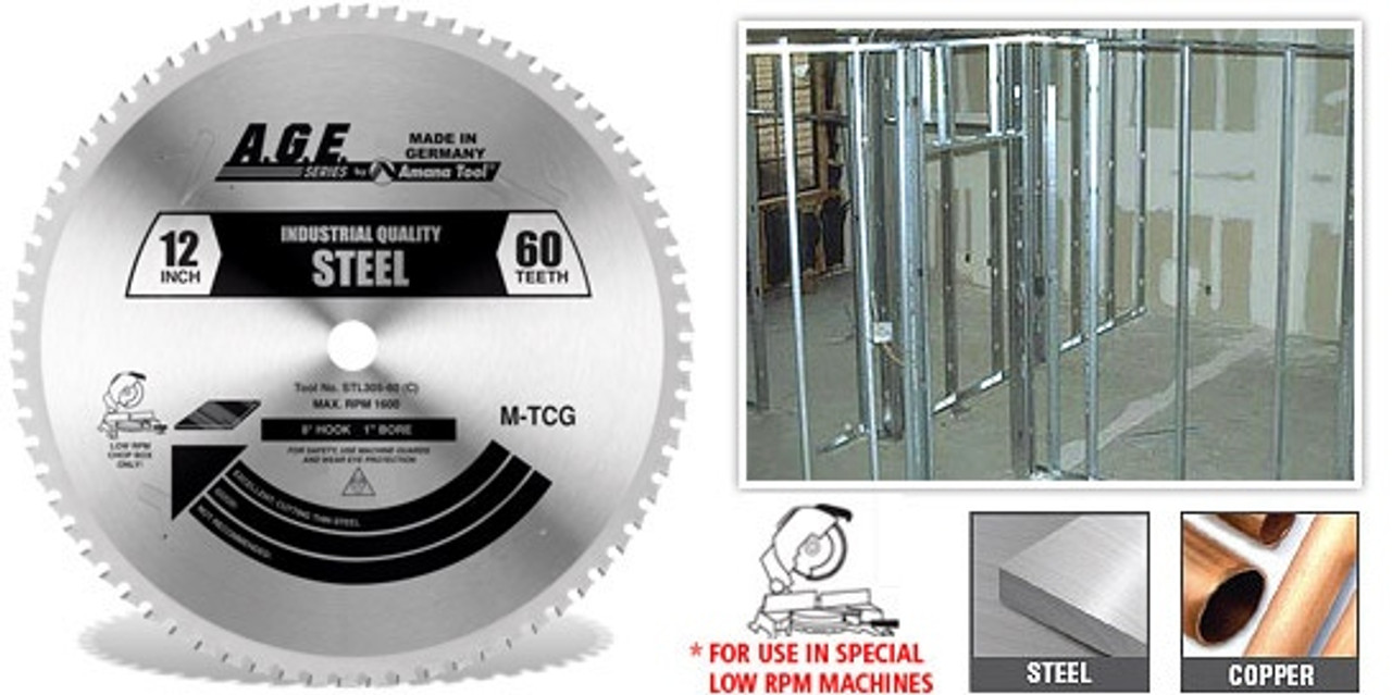 AGE Series STL355-90 Carbide Tipped Steel Cutting 14 Inch D x 90T WWF,  Inch Bore, Circular Saw Blade