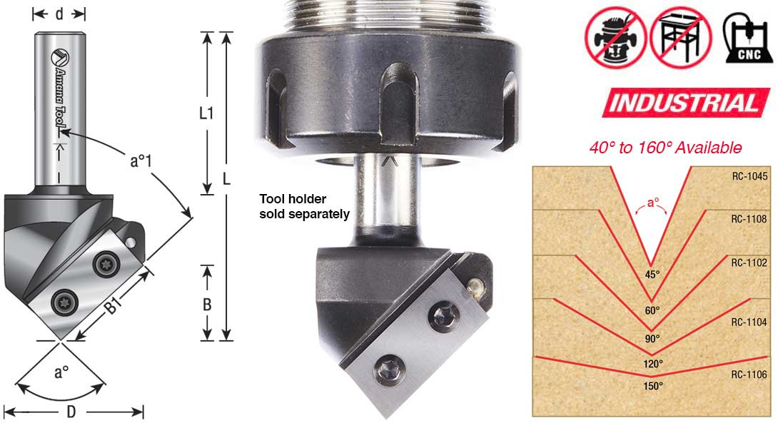 V Groove Router Bit RC-45711 - Amana Tool - Insert Carbide Cutter