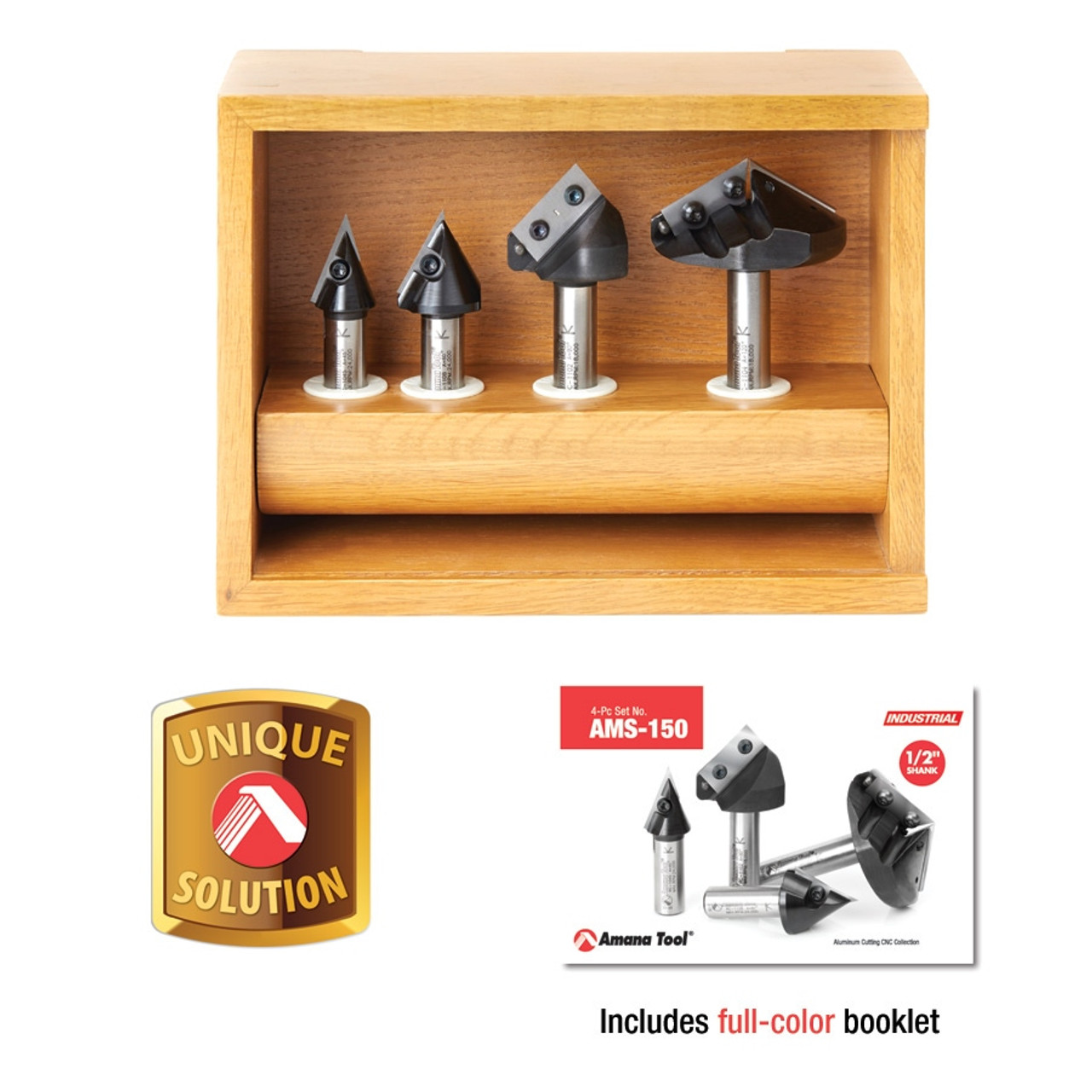 3D CNC Signmaking Router Bit Set - Amana Tool AMS-150, 4-Pc V-Groove