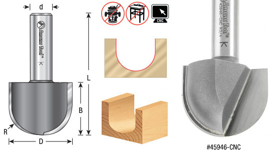 Core Box Router Bit Amana Tool 45948-CNC 1