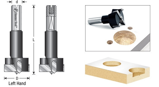 15mm Carbide Hinge Boring Bit by Amana Tool 203155 - 10mm Shank