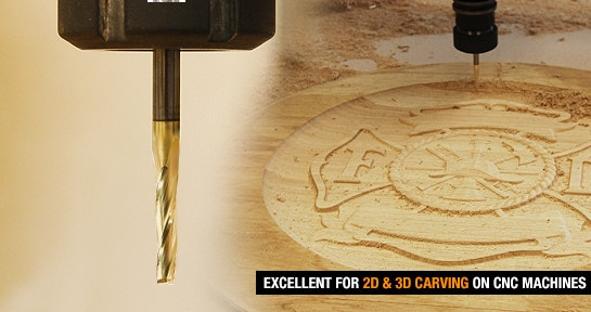 CNC Carving Router Bit Amana Tool 46571 - 6.2 Deg Tapered, ZrN Coated