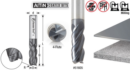 Solid Carbide End Mill for Metals - Amana Tool 51609, 1/2