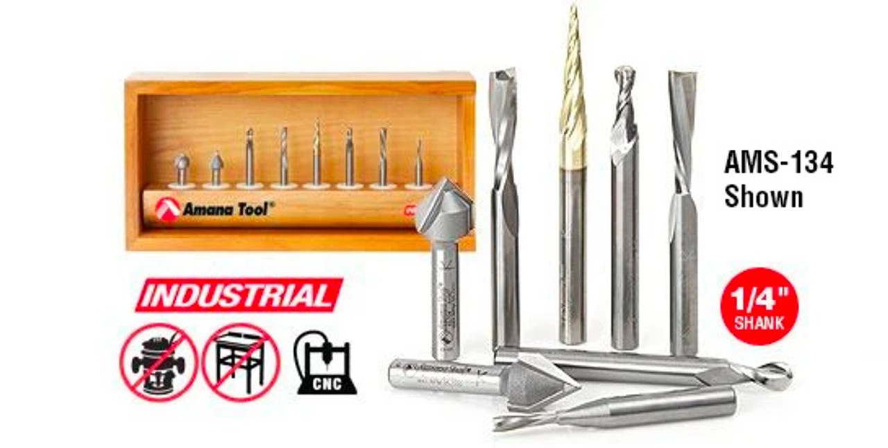 CNC Router Bit Set 8-Pc - Amana Tool AMS-134-B General Purpose