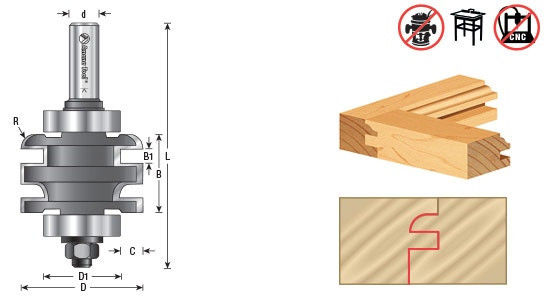 Ogee Stile & Rail Router Bit | Amana Tool 55462 | Cabinet Door