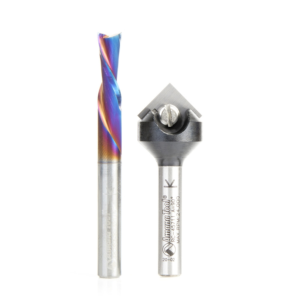 Amana Tool AMS-230 Joos CNC Oberfräsen-Set, 8-teilig, 1/4 Zoll Schaft, Für Holz, Kunststoff & Metall