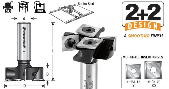 Amana Tool RC-2239 Flycutter Mit Austauschbaren Messern – Für Fräsen, 2+2 Schneiden, 1-1/2 Zoll