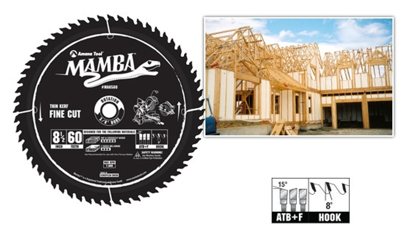 Mamba Thin Kerf Fine Cut 8-1/2 Saw Blade Contractor Series  Saw Blades