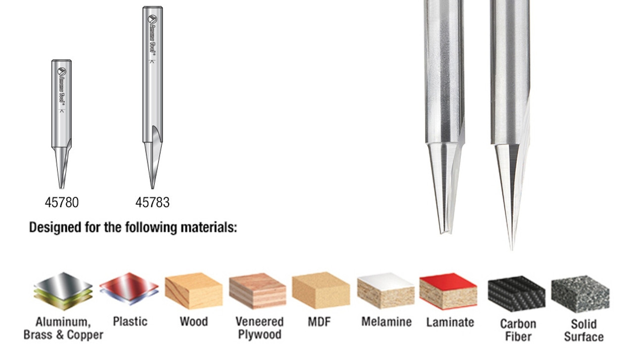 CNC Carving Router Bits Amana Tool AMS-198, 1/4