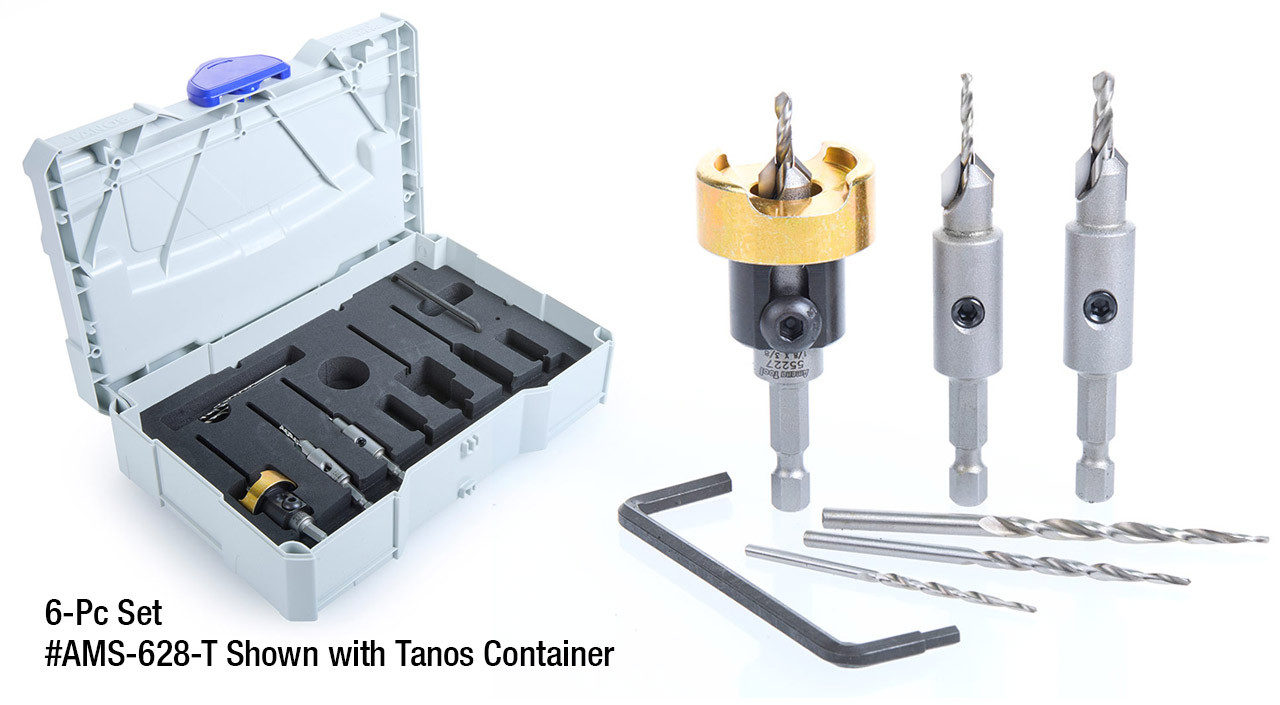 Countersink Drill Bit Set - Amana Tool AMS-628, Adjustable Depth Stop