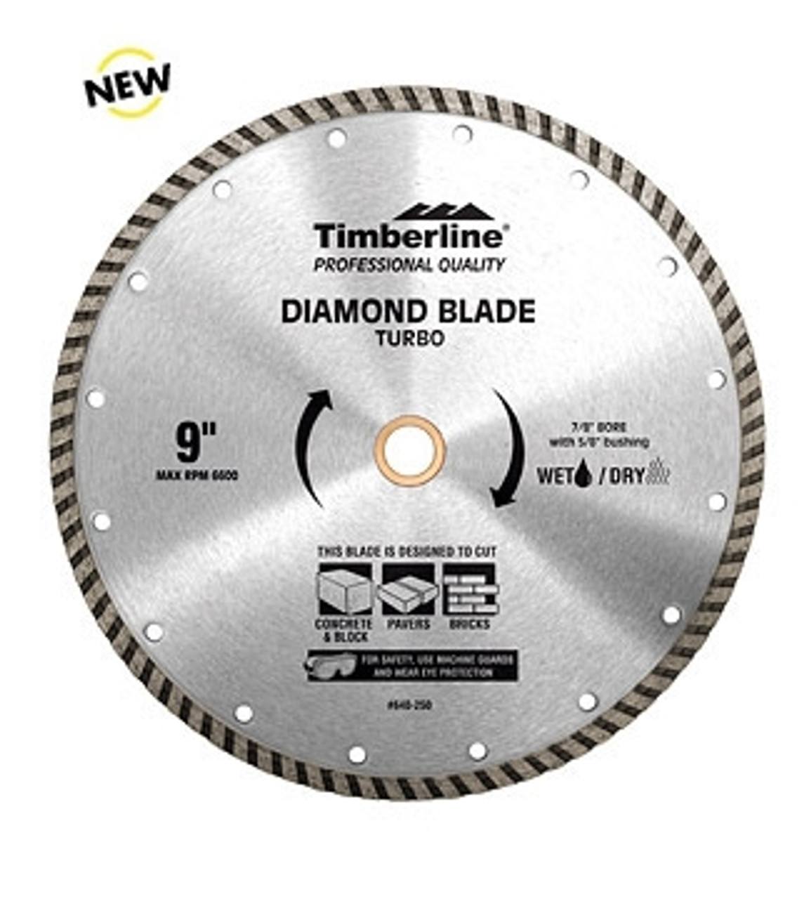 Timberline 640-240 Turbo Diamond 7-7-1/4 Inch D 5/8 Bore with 7/8" Diamond  Knockout, Circular Diamond Saw Blade