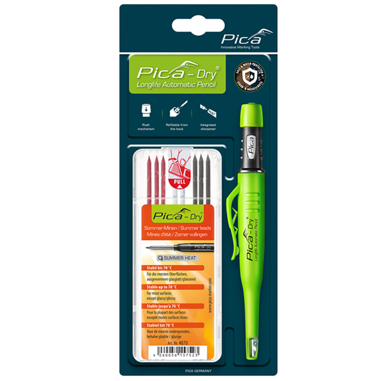 Pica 30407 Dry Long-life Construction Marker Blister Bundle with Special  Summer Leads Refill Set.