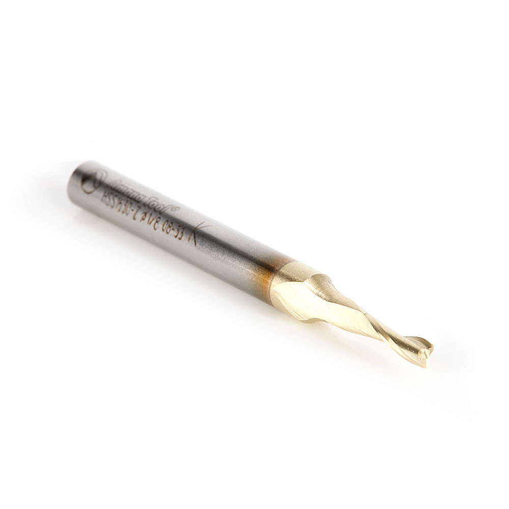Amana Tool HSS1635 High-Speed Steel Double Flute Spiral Router Bit - 1/4" Dia, 3/4" Cut, 1/2" Shank, Up-Cut For Aluminum - View #6
