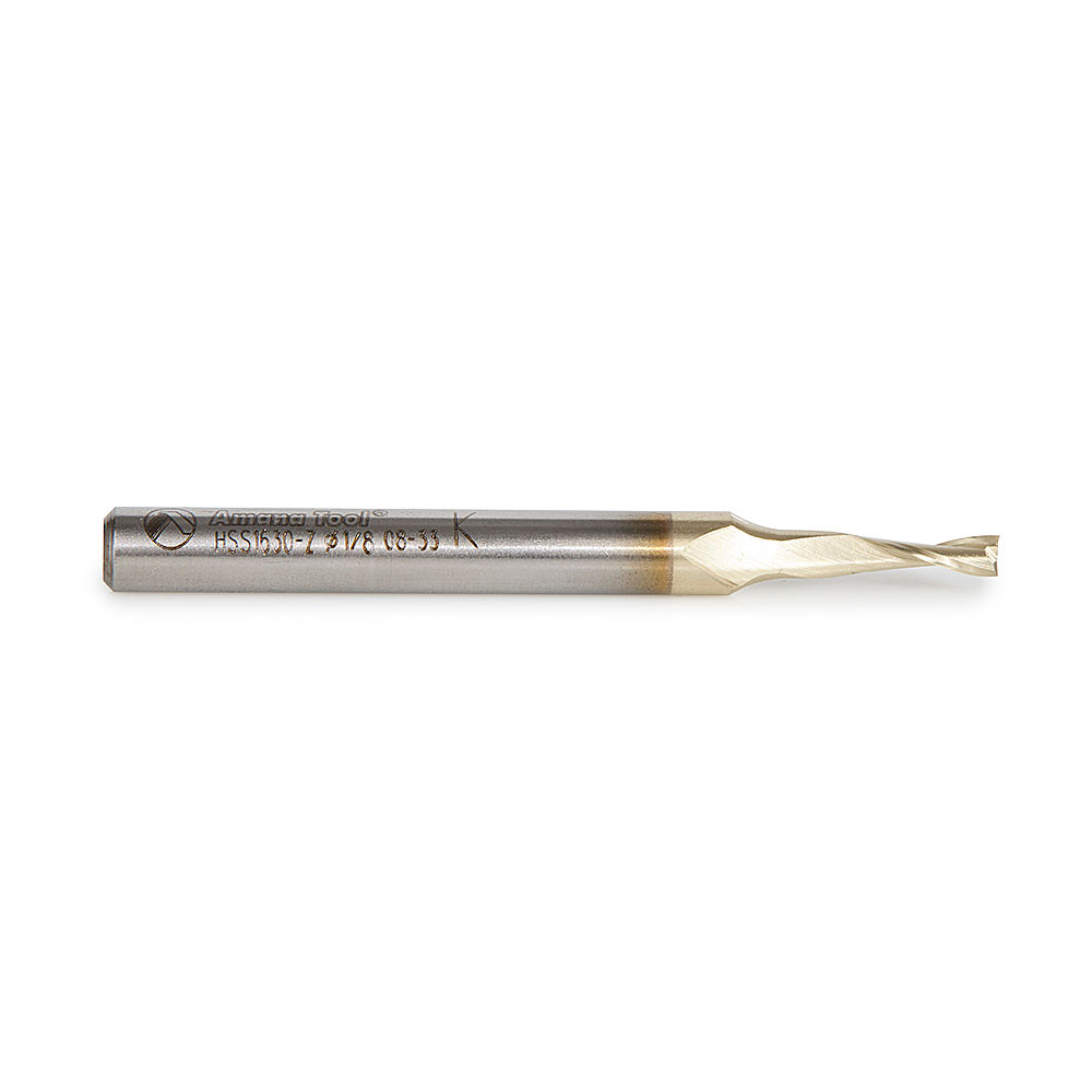 Amana Tool HSS1635 High-Speed Steel Double Flute Spiral Router Bit - 1/4" Dia, 3/4" Cut, 1/2" Shank, Up-Cut For Aluminum - View #4