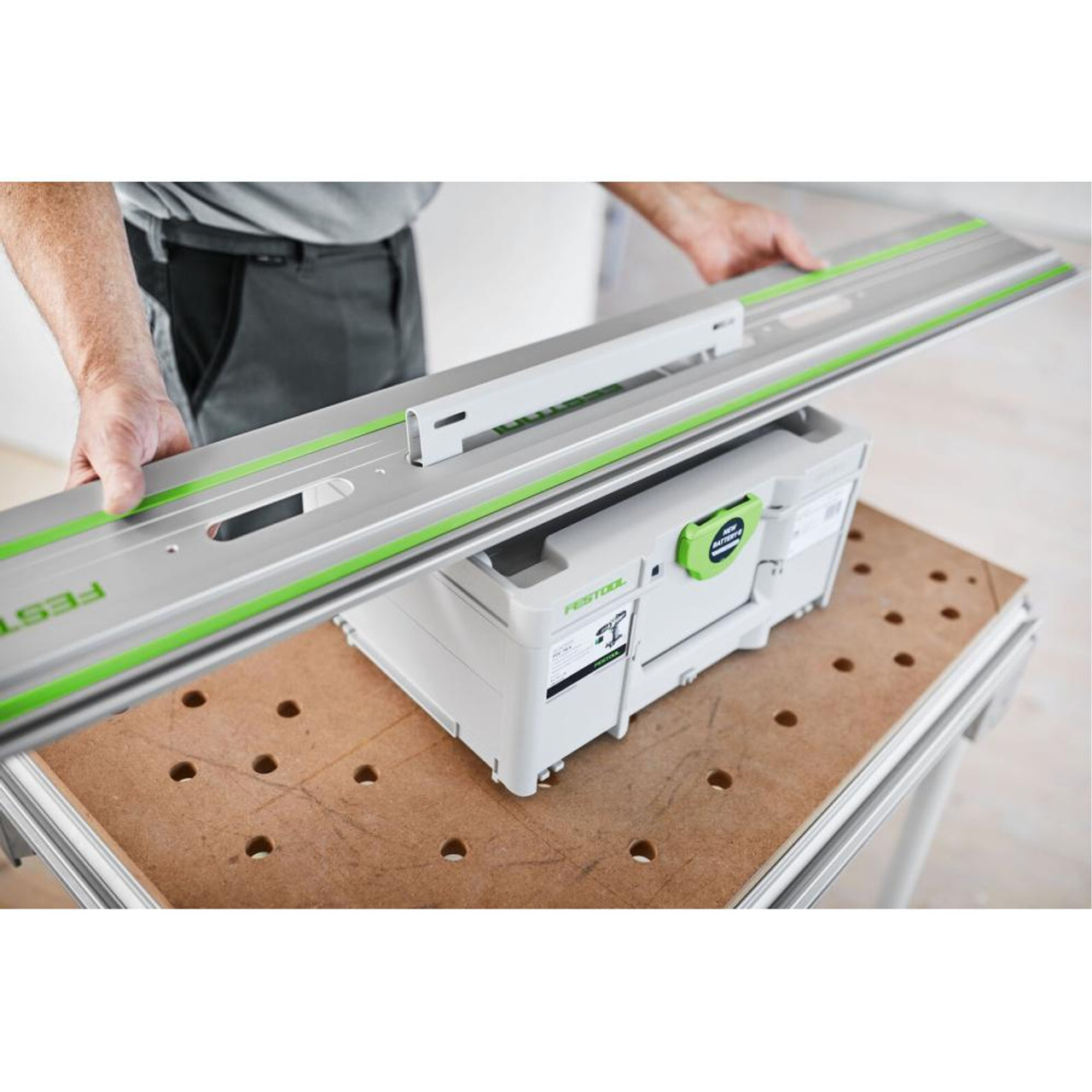 Festool 577044 Guide Rail: Adhesive Pads, Secure Grip, Easy Transport