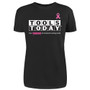 Short Sleeve Breast Cancer Awareness Fashion Fit T-Shirt Black with Pink Ribbon and ToolsToday Logo, for Women