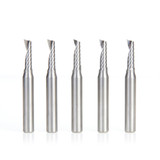 Amana Tool 51417-5, 5-Pack CNC SC Spiral O Single Flute, Plastic Cutting 3/16 D x 5/8 CH x 1/4 SHK x 2 Inch Long Up-Cut Router Bits with Mirror Finish
