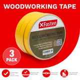 XFasten Double Sided Woodworking Tape w/ Yellow Backing, 1-Inch-Wide x 36 Yards (108 Ft per Roll) (3-Pack)