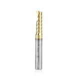 Amana Tool 57348-Z SC Fresa espiral O de un solo filo, acabado superficial mejorado para corte de aluminio 1/4 D x 3/4 CH x 1/4 SHK x 2 pulgadas de largo Fresa de corte ascendente revestida de ZrN con acabado de espejo