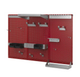 OmniWall 3 Panel OmniWall Kit- Panel Color: Red Accessory Color: Silver