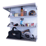 OmniWall Shelving Kit- Panel Color: White Accessory Color: Silver