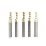 Amana Tool 51402-Z-5, 5-Pack SC Spiral O Single Flute, Aluminum Cutting 1/4 D x 5/8 CH x 1/4 SHK x 2 Inch Long Up-Cut ZrN Coated Router Bits with Mirror Finish