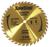 SawStop BTS-R-40ATB Titanium Series Combination 10 Inch D x 40T, 15 Deg, 5/8 Bore, Saw Blade