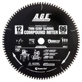 AGE MD12-976TBR Carbide Tipped Thin Kerf Sliding Compound Miter Armormax-Coated 12 Inch D x 96T, ATB+F, -3 Deg, 1 Bore Circular Saw Blade