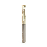 Amana Tool 46043 Solid Carbide Spiral 1/4 Dia x 3/4 Cut Height x 1/4 Shank x 2-1/2 Inch Long Composite, Fiberglass & Phenolic Cutting ZrN Coated 2 Flute Up-Cut Router Bit