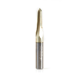 Amana Tool 45610 Zero-Point Solid Carbide V Groove 90 Deg x 3/16 D x 5/8 CH x 1/4 Inch SHK ZrN Coated Router Bit