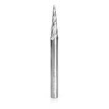 Amana Tool 46282-U CNC 2D und 3D Carving 5.4 Deg Tapered Angle Ball Nose x 1/16 D x 1/32 R x 1 CH x 1/4 SHK x 3 Inch Long x 4 Flute SC Upcut Router Bit