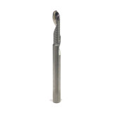 Amana Tool 51814 Fresa CNC de metal duro de corte ascendente con punta esférica en espiral de 1/16 R x 1/8 D x 1/2 CH x 1/8 SHK x 2 pulgadas de largo x 1 filo con acabado de espejo