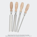 Blue Spruce Toolworks PRCSET4STSSCM Paring 4 Pc Set Ss Ferrule, Standard, Curly Maple Handle