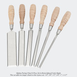 Blue Spruce Toolworks PRCSET6STSSCM Paring 6 Pc Set Ss Ferrule, Standard, Curly Maple Handle