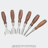 Blue Spruce Toolworks BTCSET6STSSBRW Butt Chisel 6 Pc Set Ss Ferrule, Standard, Bolivian Rosewood Handle