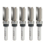 Amana Tool 45460-3TS-5, 5-Pack Carbide Tipped Flush Trim Plunge Template 1/2 D x 1 CH x 1/4 Inch SHK w Upper Ball Bearing 3 Flute Router Bits