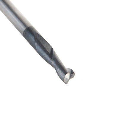 Amana Tool 51674 SC Spirale für Stahl, Edelstahl und Nichteisenmetalle mit AlTiN-Beschichtung 2-Flute x 1/8 D x 3/8 CH x 1/8 SHK x 1-1/2 Zoll lang Up-Cut Router Bit / 45 Deg Ecke Fase End Mill