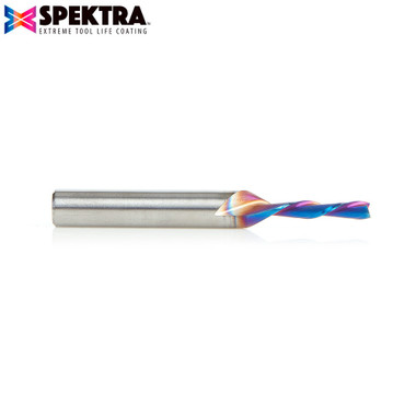 Amana Tool 48214-K SC Spektra Extreme Tool Life Coated Spiral Plunge 3mm Dia x 12mm CH x 6mm SHK 50mm Long Down-Cut Router Bit for Drilling Shelf Pin Holes