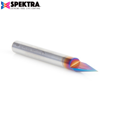 Amana Tool 45771-MK Solid Carbide Spektra Extreme Tool Life Coated 30 Degree Engraving 0.127mm (0.005) Tip Width x 6mm SHK x 57mm Long Signmaking Router Bit