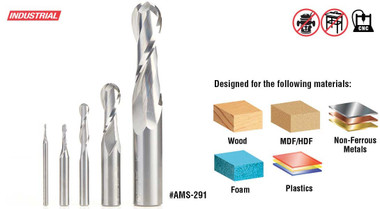 5-Pc Solid Carbide Up-Cut Spiral Ball Nose Router Bit Collections