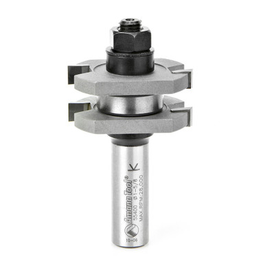 Amana Tool 55400 Hartmetall bestückt Nut & Feder 3/8 Kerbe x 1-5/8 D x 3/4 CH x 1/2 Zoll SHK mit unterem BB Router Bit Montage für 1/2 bis 3/4 Material