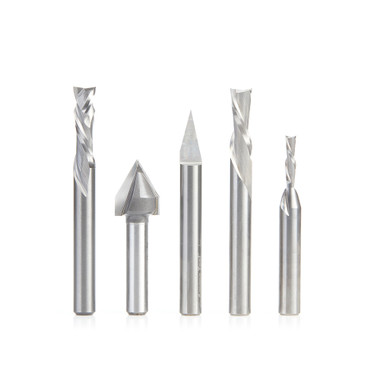 Amana Tool AMS-296 5-Pc CNC General Purpose Set, 1/4 Inch Shank