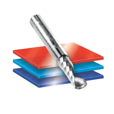 Amana Tool 51417-5, 5-Pack CNC SC Spiral O Single Flute, Kunststoff schneiden 3/16 D x 5/8 CH x 1/4 SHK x 2 Zoll lang Up-Cut Router Bits mit Mirror Finish