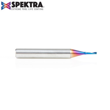 51441-K Solid Carbide CNC Spektra Extreme Tool Life Coated Spiral 'O' Single Flute, Plastic Cutting 1/16 Dia x 1/4 x 1/4 Shank x 2 Inch Long Up-Cut Router Bit