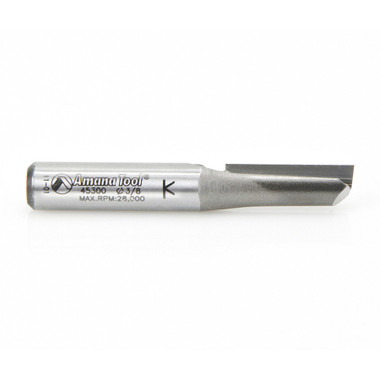 Amana Tool 45300 Carbide Tipped Straight Plunge Single Flute High Production 3/8 D x 1 Inch CH x 3/8 SHK Router Bit