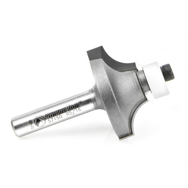 Amana Tool 57150 Carbide Tipped Corner Rounding with Ultra-Glide BB Guide Solid Surface 1-1/8 D x 1/2 CH x 5/16 R x 1/4 Inch SHK Router Bit
